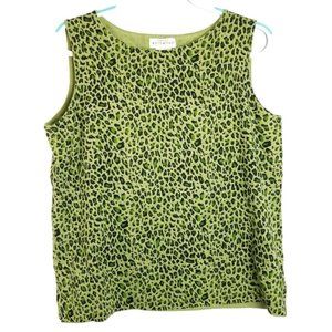 White Stag XL Sleeveless Sweater Tank Top Stretch Knit Career Wear Leopard Print